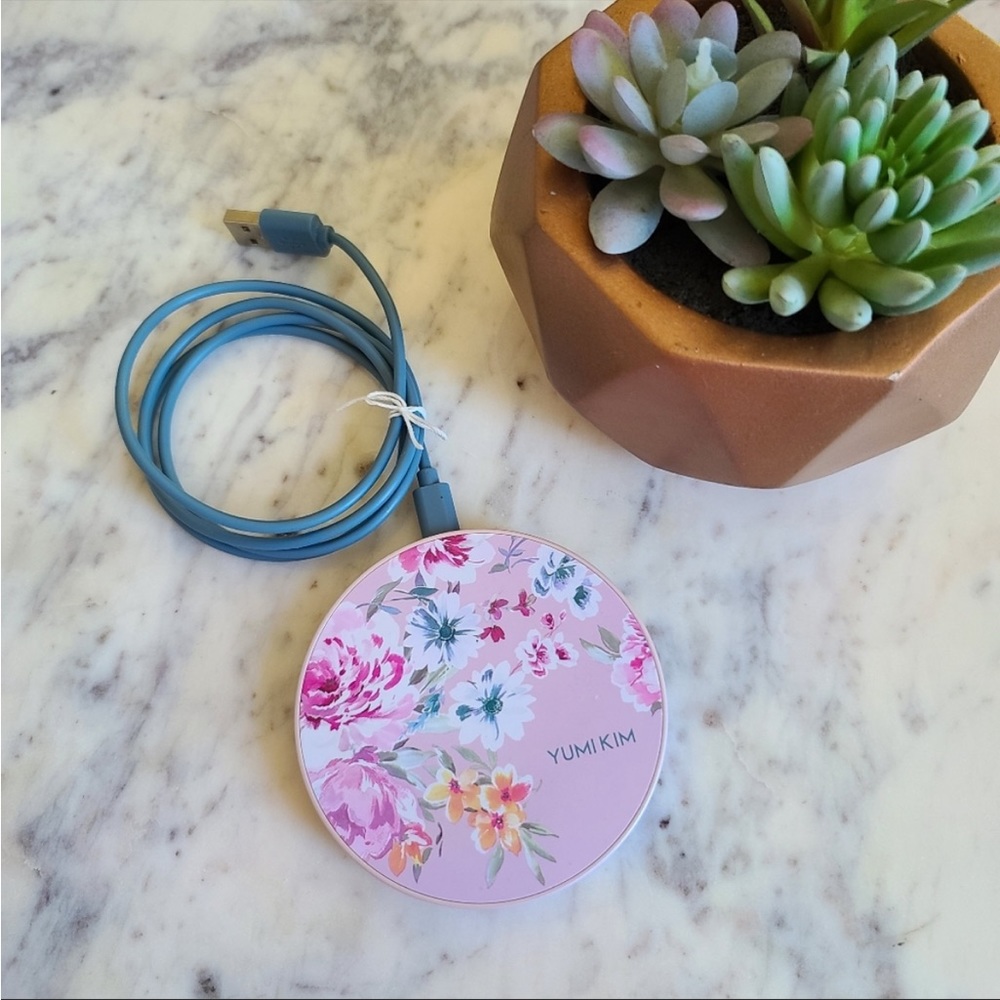 Yumi Kim Pink Floral Print Wireless Charging Pad for Qi Compatible Devices
